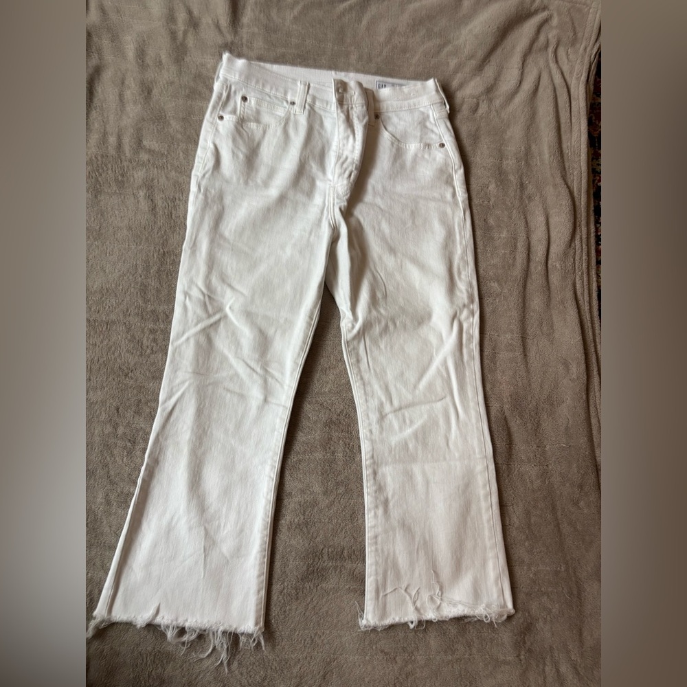 GAP Women's White Jeans High Rise Kick Fit